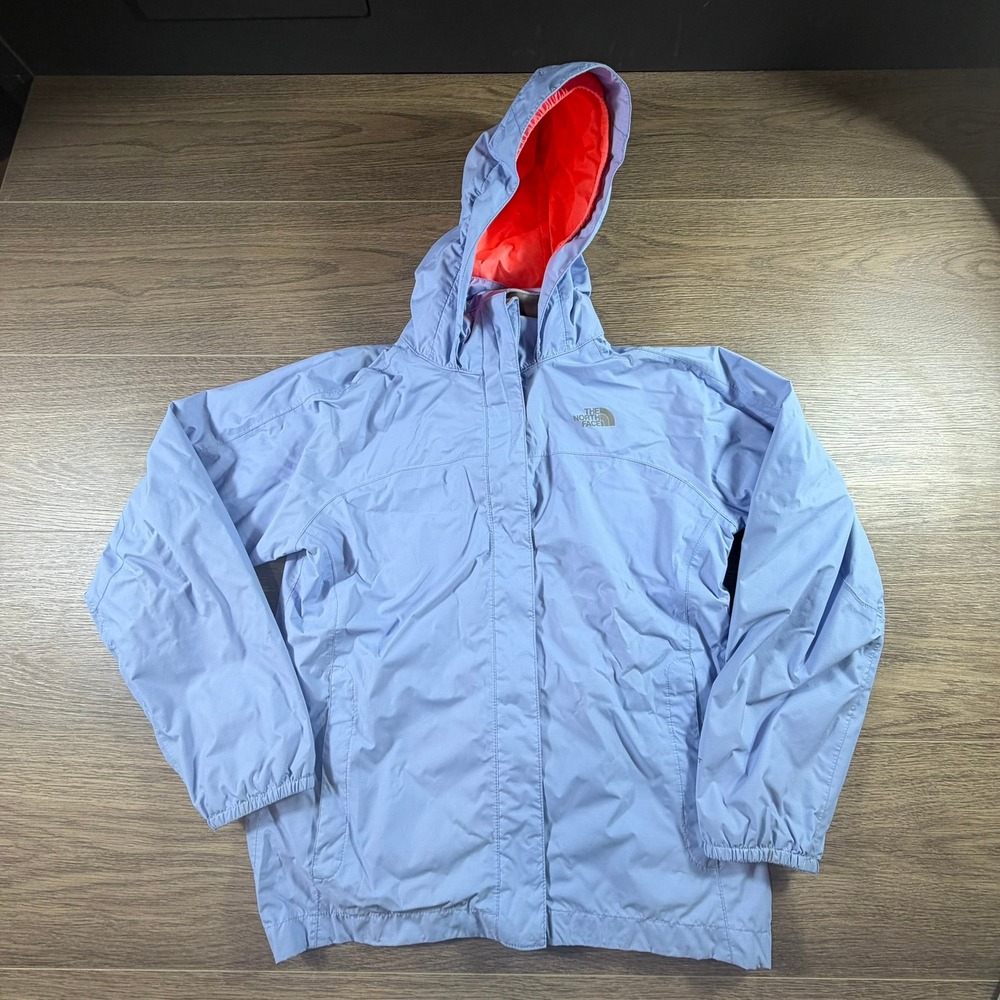 The North Face Girls Resolve Reflective Rain Jacket Periwinkle XL 14/16 Hooded